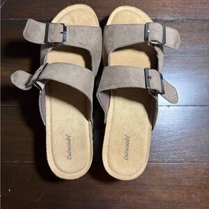 Outwoods Brown Double Strap Sandals